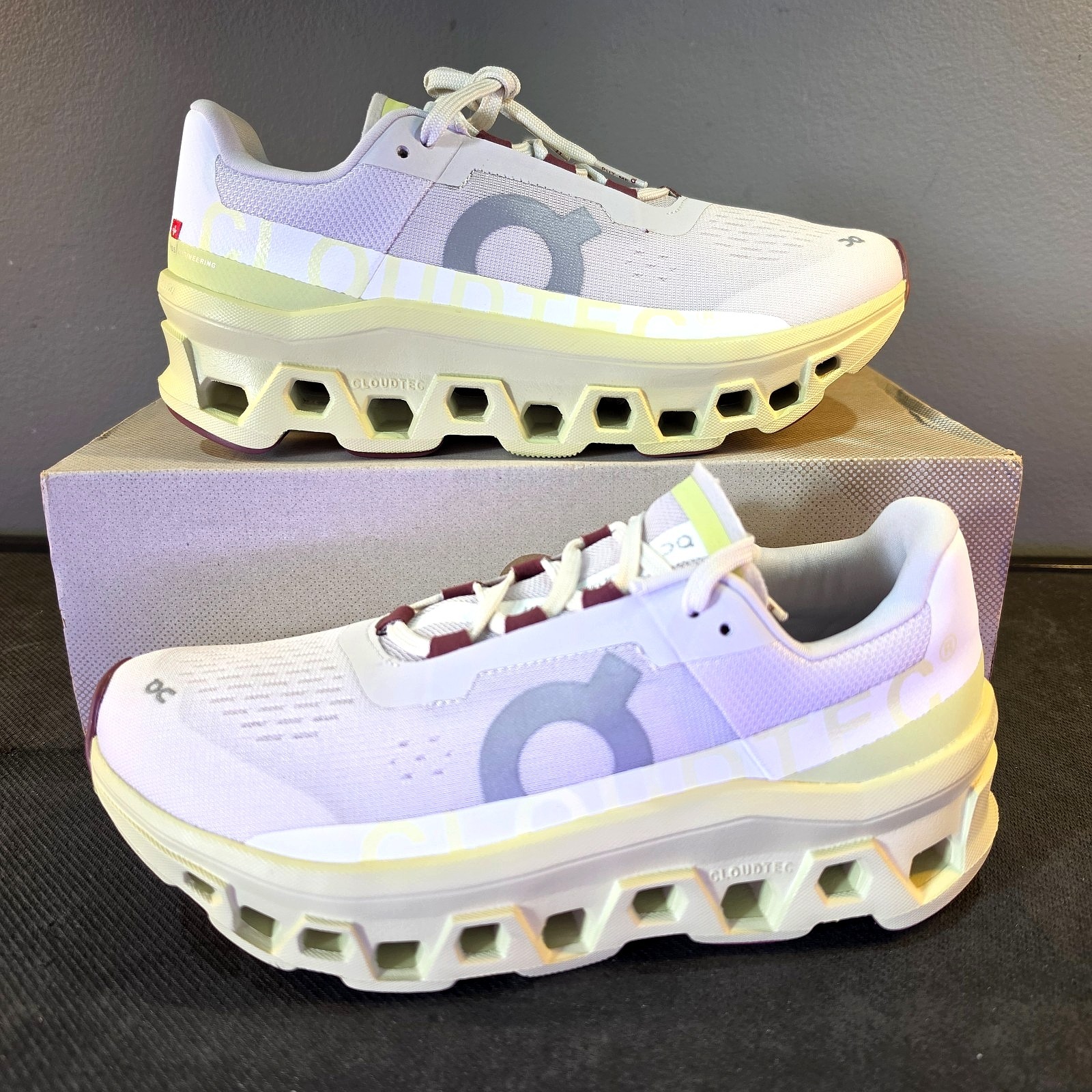 New Women's 9 On Cloudmonster K00417vrv7 White Frost Acacia Yellow Running Shoe